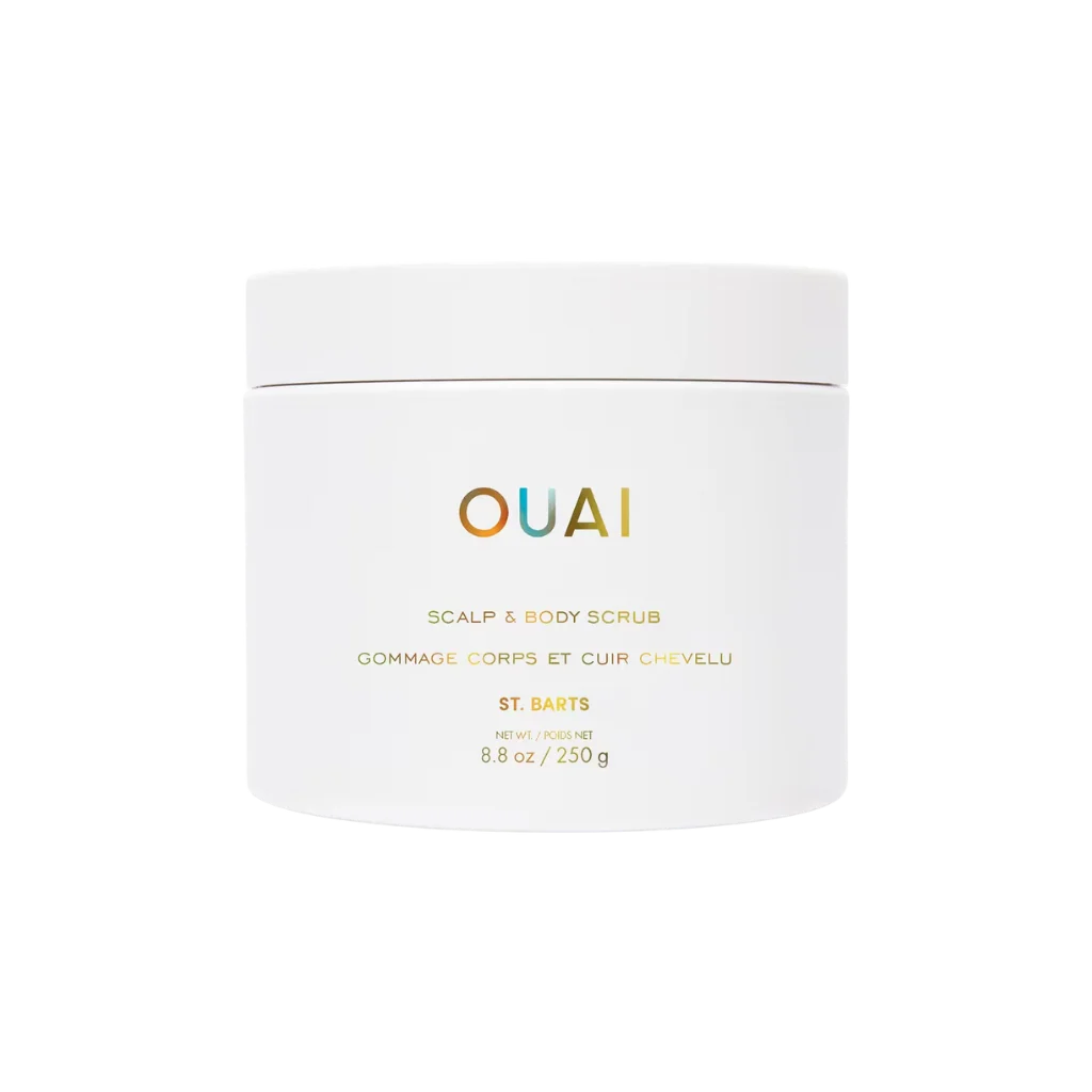 OUAI Scalp and Body Scrub at MANEPRINT – an exfoliating scrub that smooths skin and cleanses the scalp with nourishing ingredients.