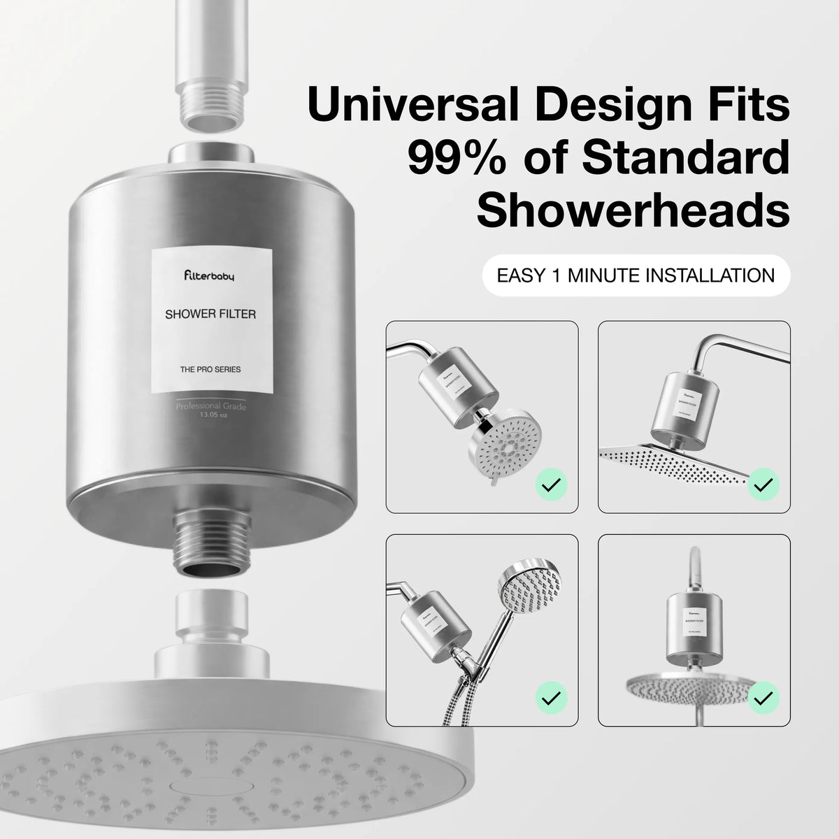 Filterbaby Pro Series Titanium Aluminum Shower Filter