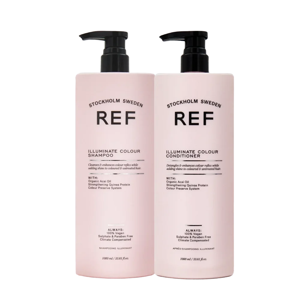 REF Illuminate Colour Shampoo & Conditioner Set at MANEPRINT – a protective duo that enhances vibrancy, preserves colour, and adds shine to colour-treated hair. (3)