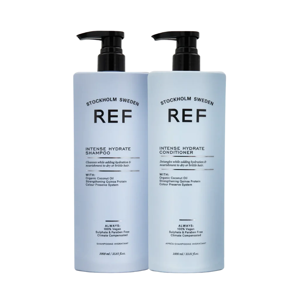 REF Intense Hydrate Shampoo & Conditioner Set at MANEPRINT – a moisturizing duo that gently cleanses, nourishes, and restores softness and shine to dry hair. (2)
