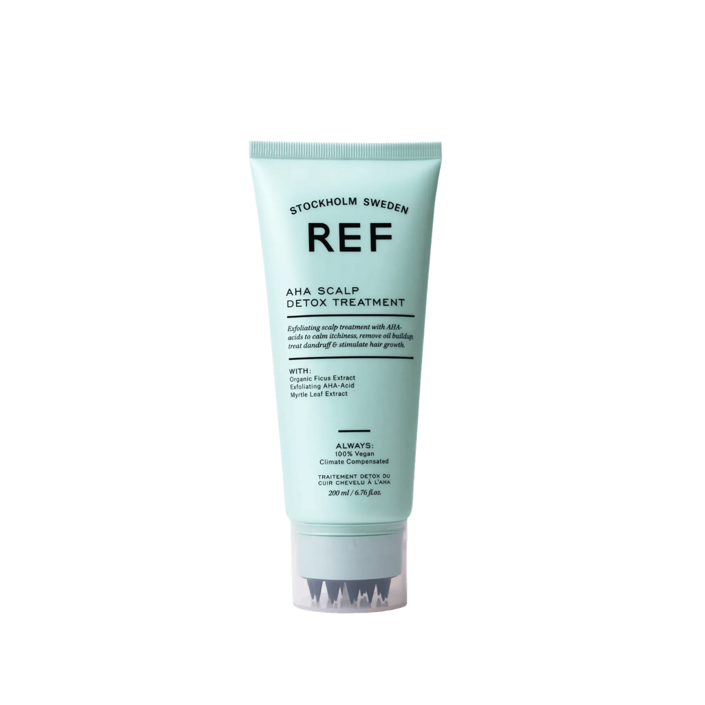 REF AHA Scalp Detox Treatment gently exfoliates, removes buildup, and rebalances the scalp with AHA acids for healthier, stronger hair growth.