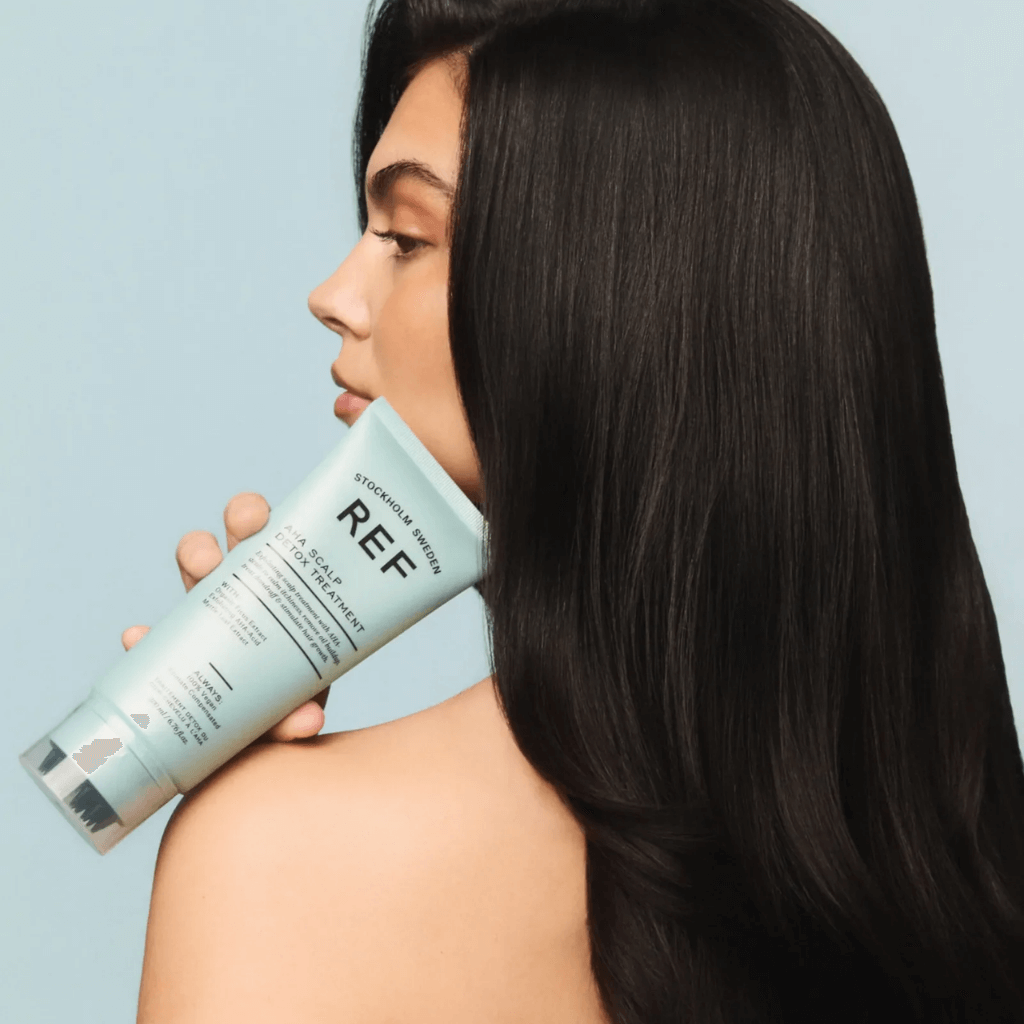 REF AHA Scalp Detox Treatment gently exfoliates, removes buildup, and rebalances the scalp with AHA acids for healthier, stronger hair growth. (2)