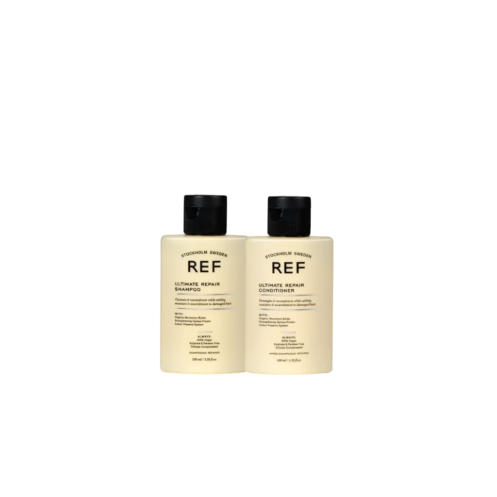 REF Ultimate Repair Shampoo & Conditioner at MANEPRINT – a strengthening duo that repairs damaged hair, restores elasticity, and leaves it smooth and resilient. (2)