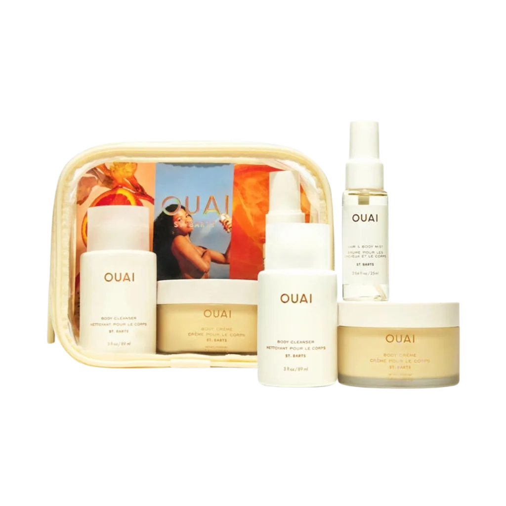 OUAI St. Barts Travel Kit at MANEPRINT – a limited-edition set featuring travel-size body care essentials with the tropical St. Barts scent, perfect for on-the-go hydration and refreshment.