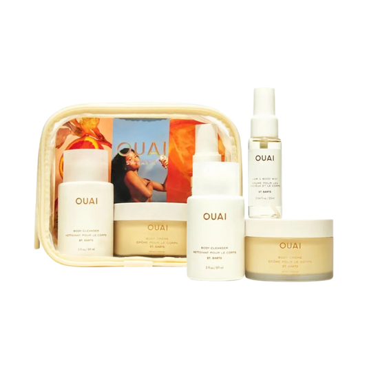 OUAI St. Barts Travel Kit at MANEPRINT – a limited-edition set featuring travel-size body care essentials with the tropical St. Barts scent, perfect for on-the-go hydration and refreshment.