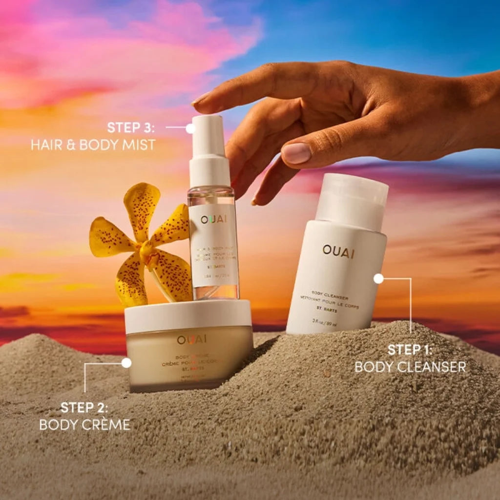 OUAI St. Barts Travel Kit at MANEPRINT – a limited-edition set featuring travel-size body care essentials with the tropical St. Barts scent, perfect for on-the-go hydration and refreshment. (2)