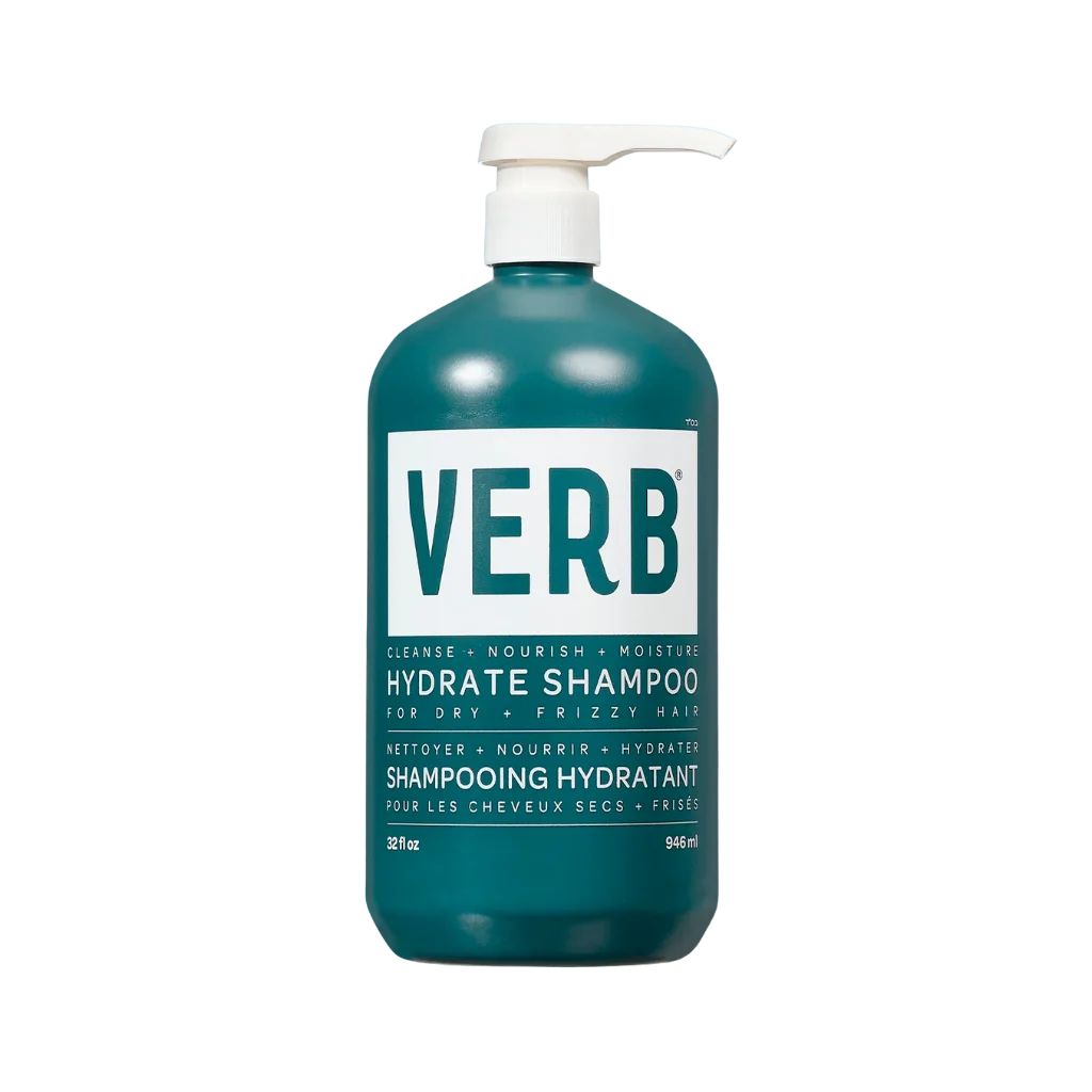 VERB shampoo bottle with pump on a white background