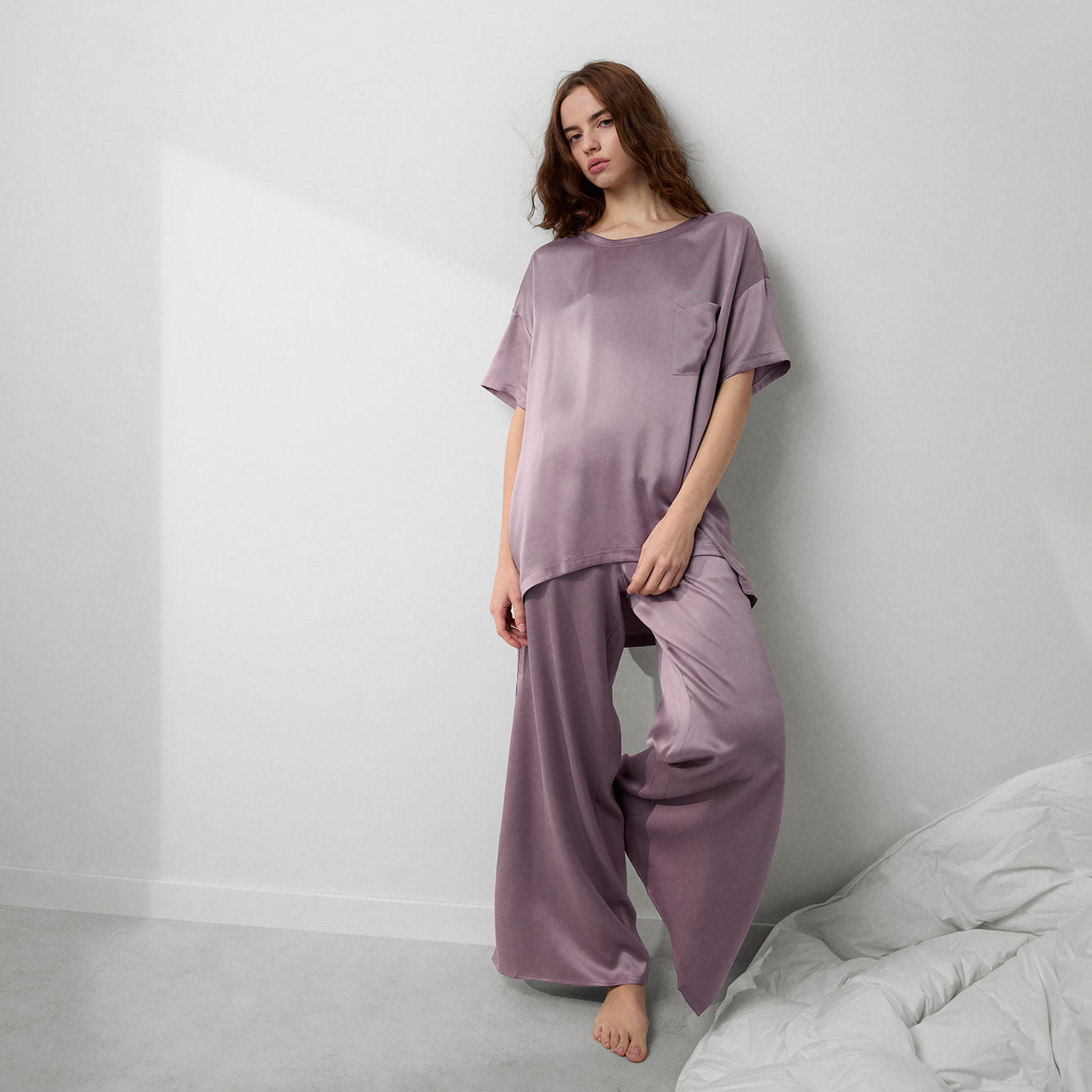 Lunya Washable Silk Tee Pant Set