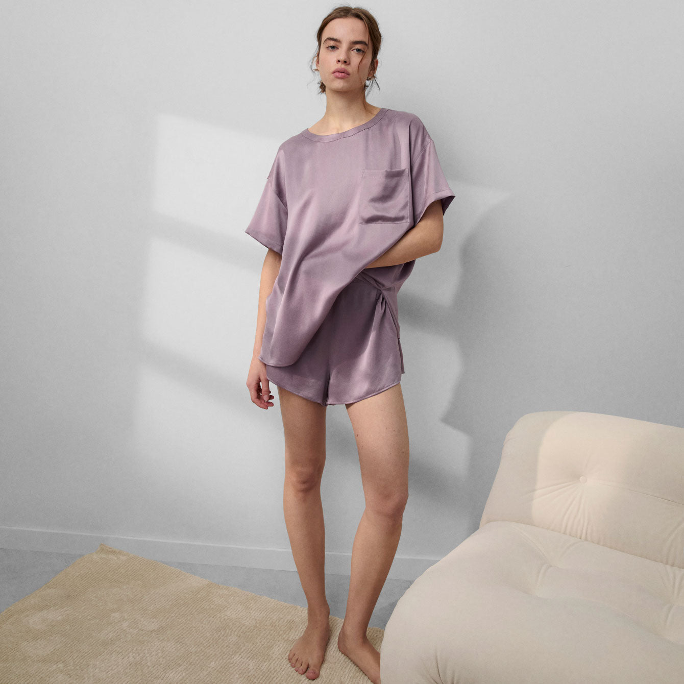 Lunya Washable Silk Tee Short Set