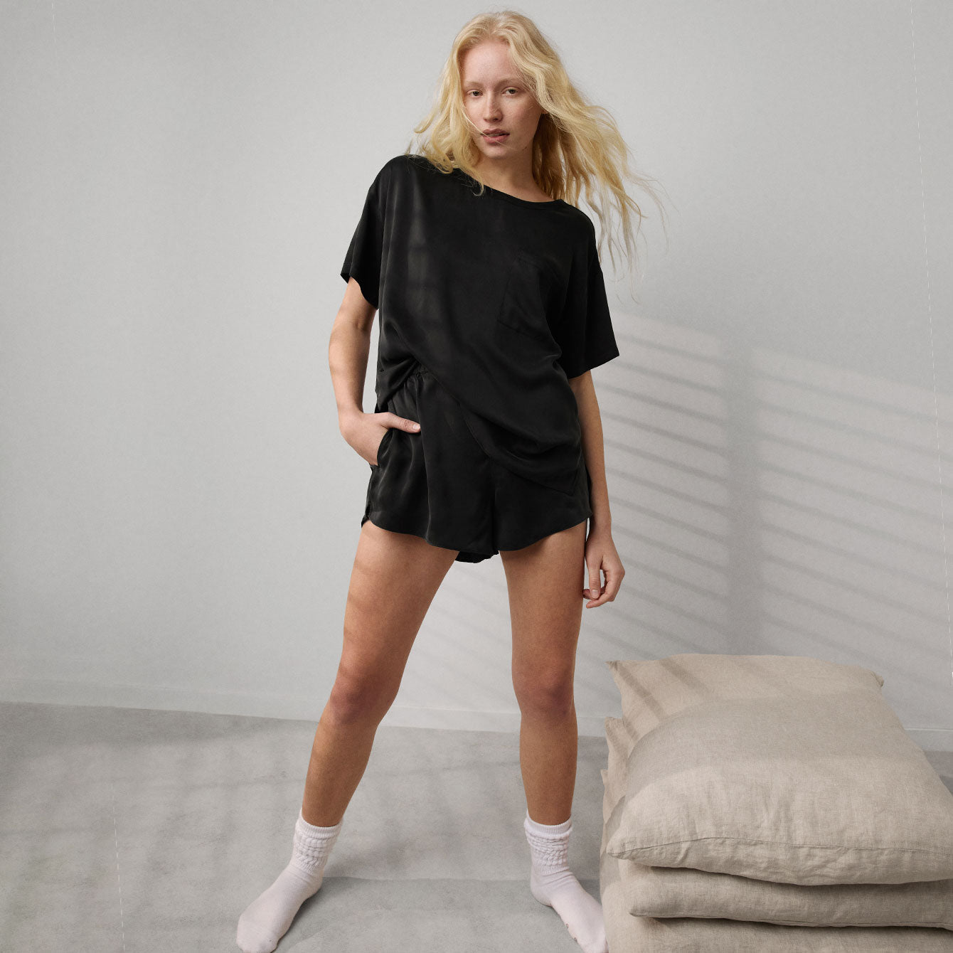 Lunya Washable Silk Tee Short Set