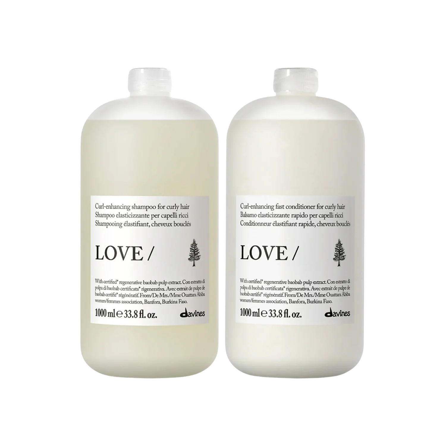 davines love curl  shampoo and conditioner liter set
