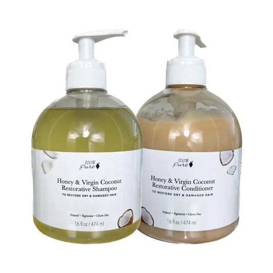 100% Pure Honey & Virgin Coconut Shampoo & Conditioner Set - MANEPRINT