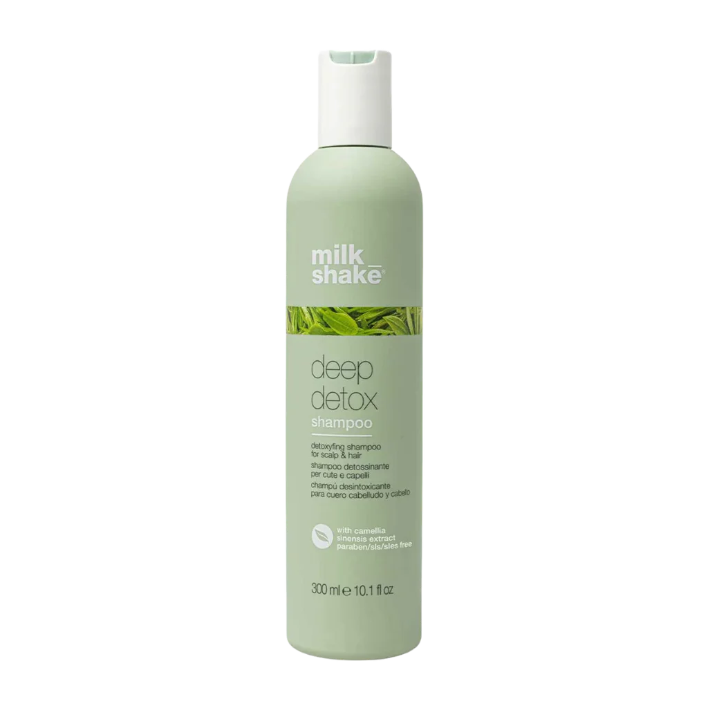 milk_shake Deep Detox Shampoo at MANEPRINT – a purifying shampoo that deeply cleanses buildup, residue, and impurities while refreshing the scalp and hair.
