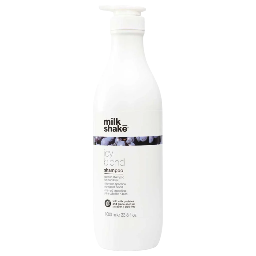 milk_shake Icy Blonde Shampoo at MANEPRINT – a purple toning shampoo that neutralizes yellow tones and brightens cool, icy blonde hair. (2)