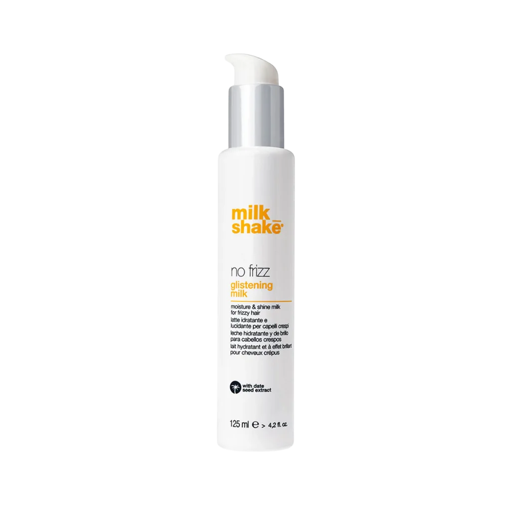 milk_shake No Frizz Glistening Milk at MANEPRINT – a smoothing leave-in treatment that tames frizz, hydrates hair, and adds softness and shine.