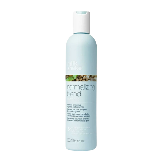 milk_shake Normalizing Blend Shampoo at MANEPRINT – a balancing shampoo that gently removes excess oil, purifies the scalp, and leaves hair fresh and clean.