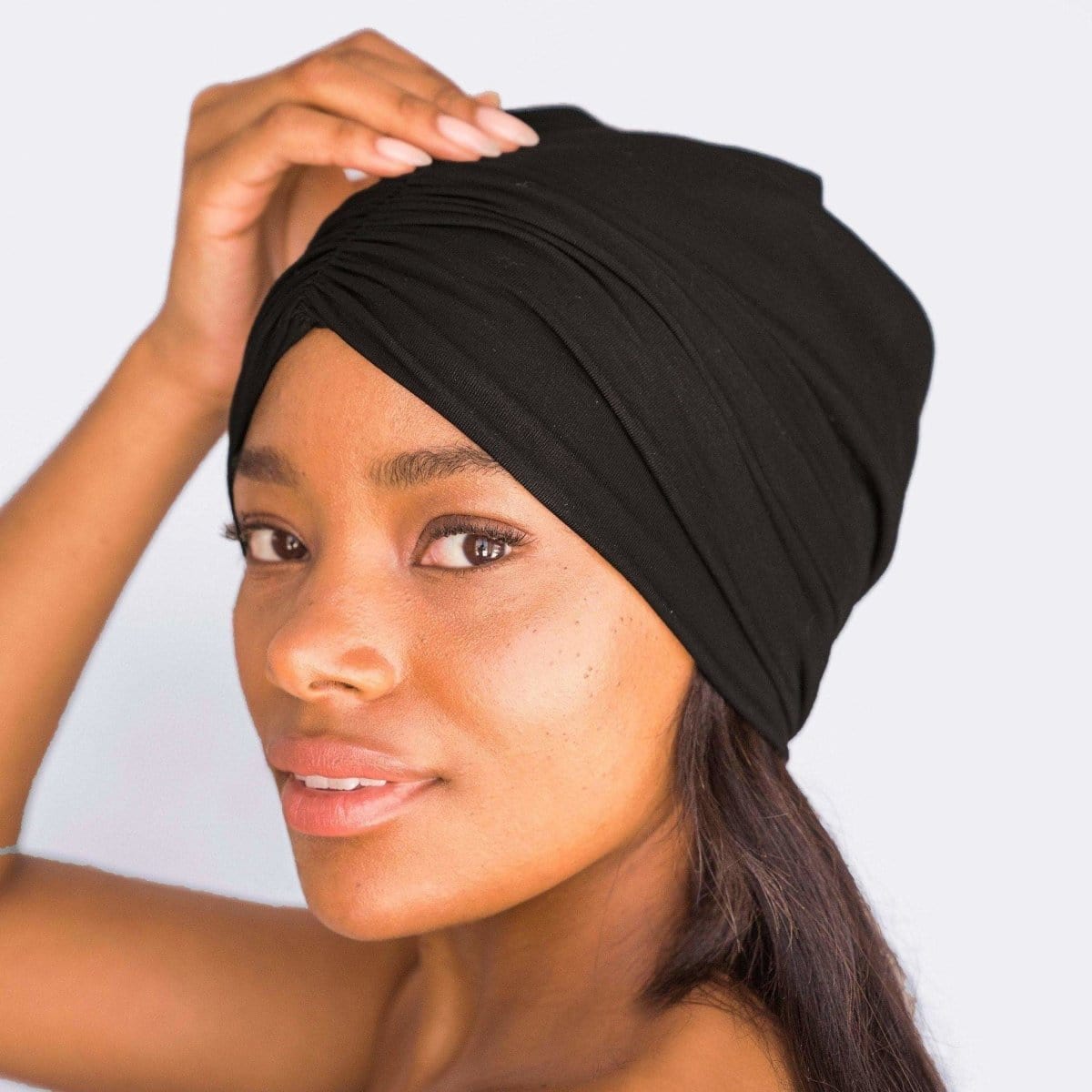 KITSCH Sleep Turban/Beanie with Satin lining - Black - MANEPRINT